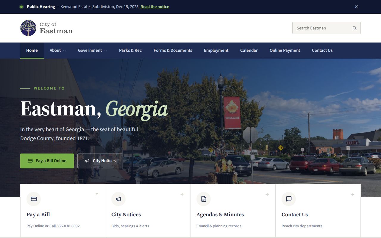 Eastman Georgia official city and police contact page for local arrest records